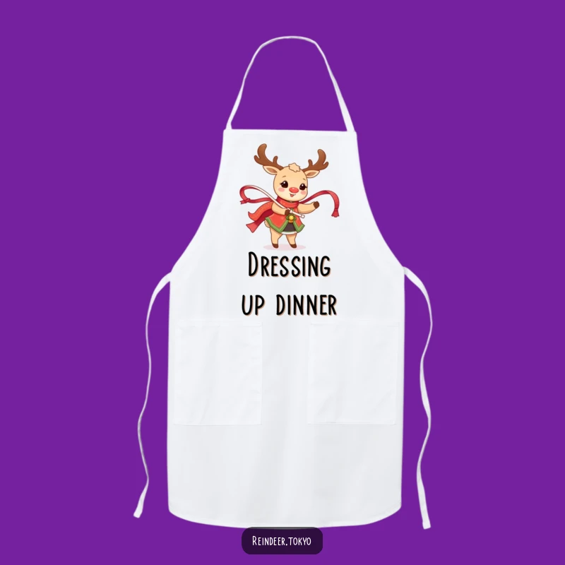 Funny Happy Reindeer Dancing Apron: Festive Kitchen Cheer with Tradition