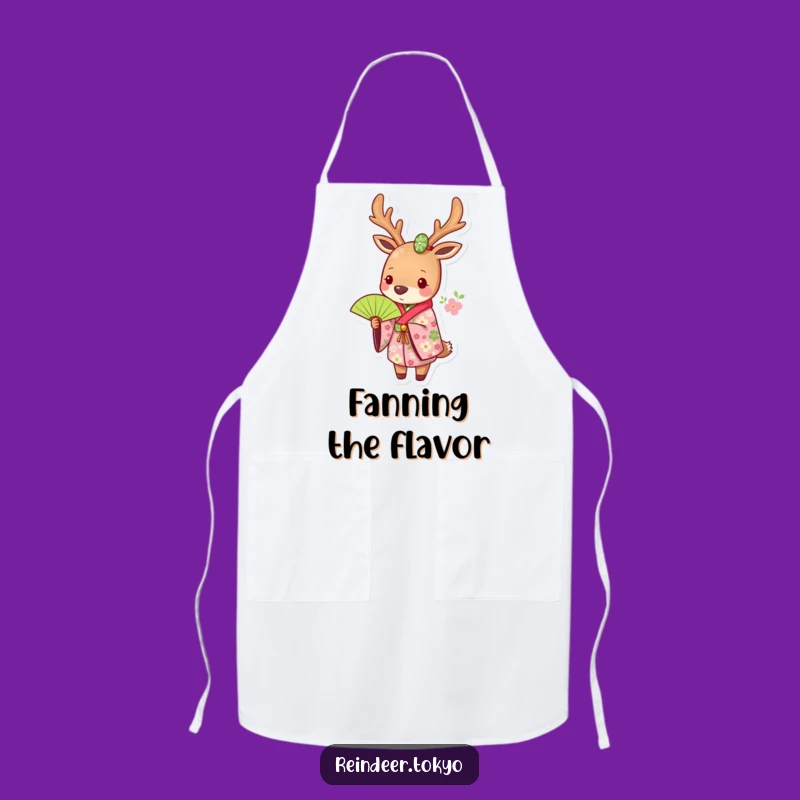 Funny Floral Reindeer Kimono Apron: Cook with Elegant Humor!