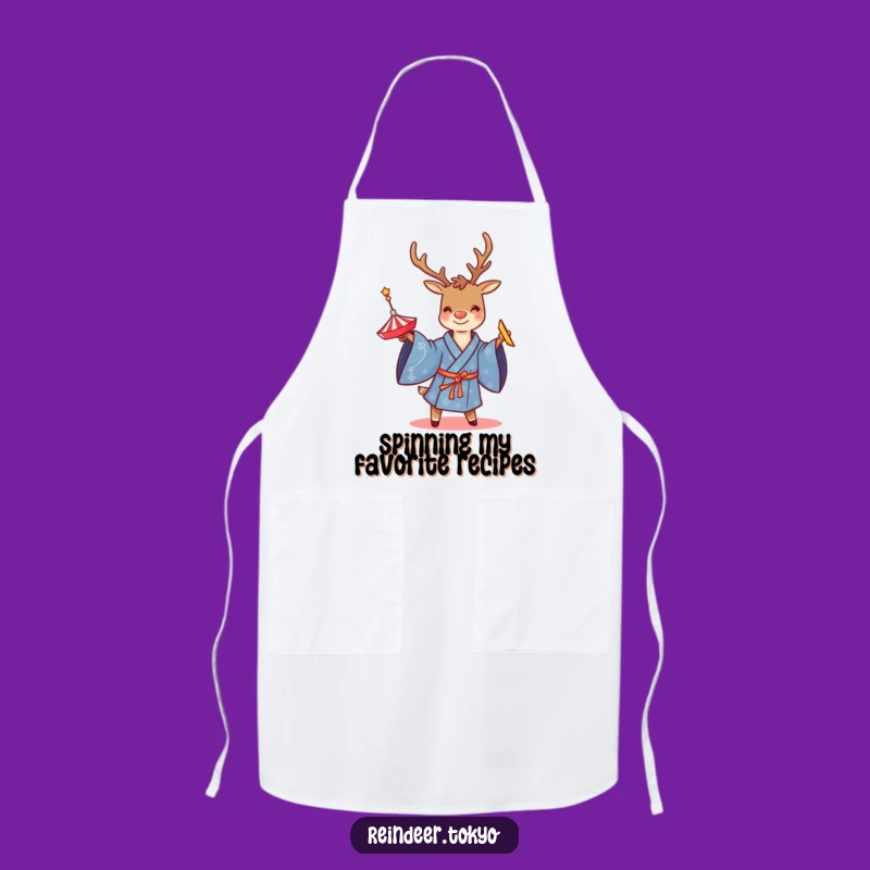 Funny Reindeer Spinning Top Apron: Cook with Playful Precision!