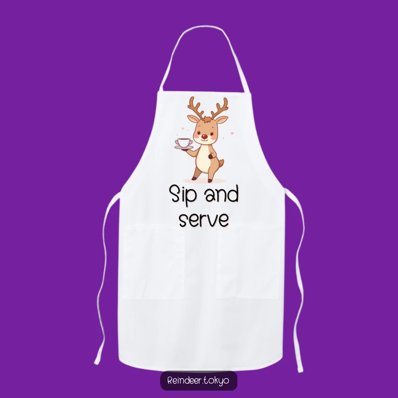 Funny Charming Reindeer Teacup Apron: Whimsical Kitchen Style for Hosts