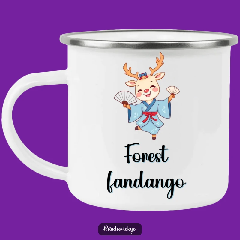 Funny Reindeer Fan Dance Camping Mug: Elegant Cartoon Adventure