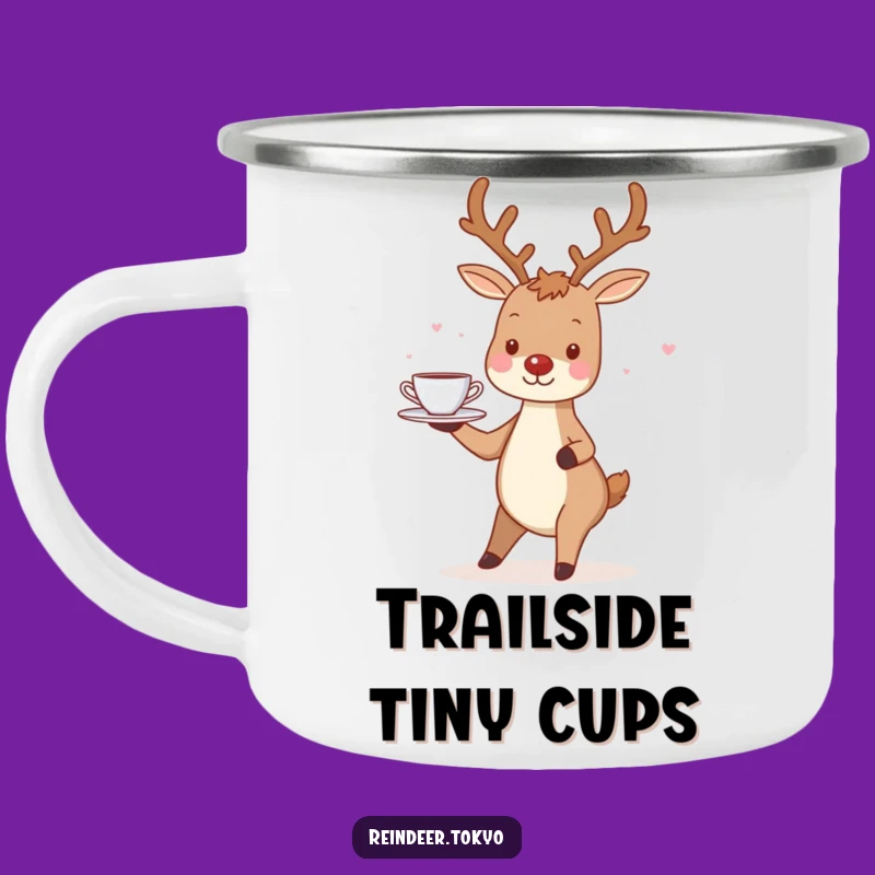 Funny Charming Reindeer Teacup Camping Mug: Whimsical Outdoor Sip