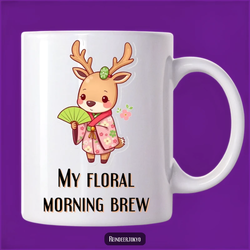 Funny Floral Reindeer Kimono Mug: Elegant and Hilarious Gift for Charm!