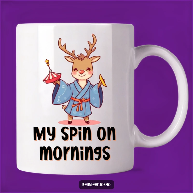 Funny Reindeer Spinning Top Mug: Hilarious Fun Gift for Playful Moments!