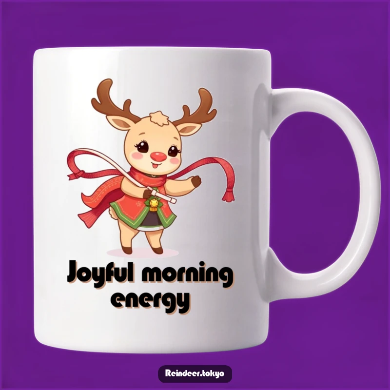 Funny Happy Reindeer Dancing Mug: Joyful Traditional Attire and Gift