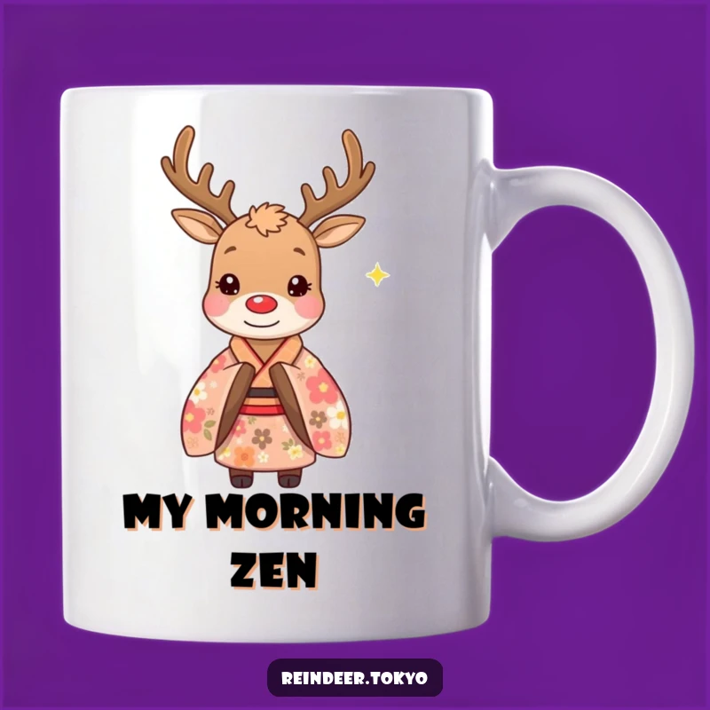 Funny Floral Kimono Reindeer Mug: A Whimsical Polite Bow for a Delightful Gift