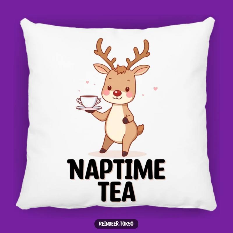 Funny Charming Reindeer Teacup Pillow: Cozy Whimsy and Gentle Comfort