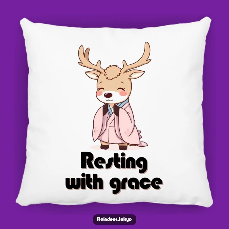 Funny Serene Reindeer Kimono Pillow: Cozy Elegance and Polite Comfort