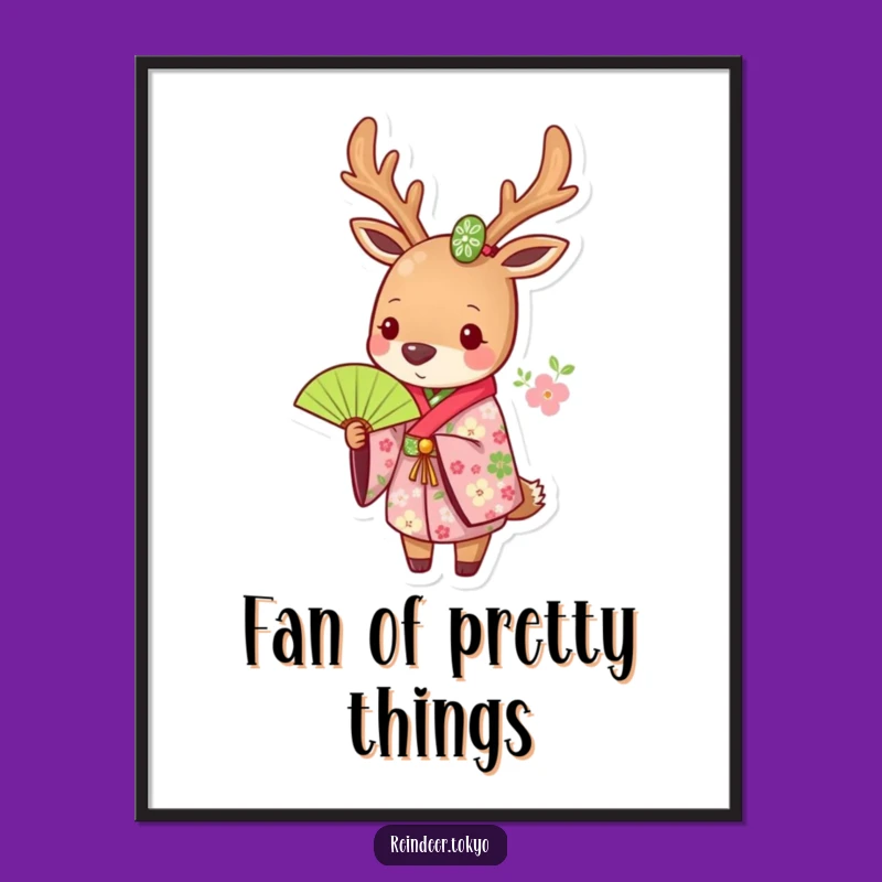 Funny Floral Reindeer Kimono Digital Art: Instant Elegant Decor!