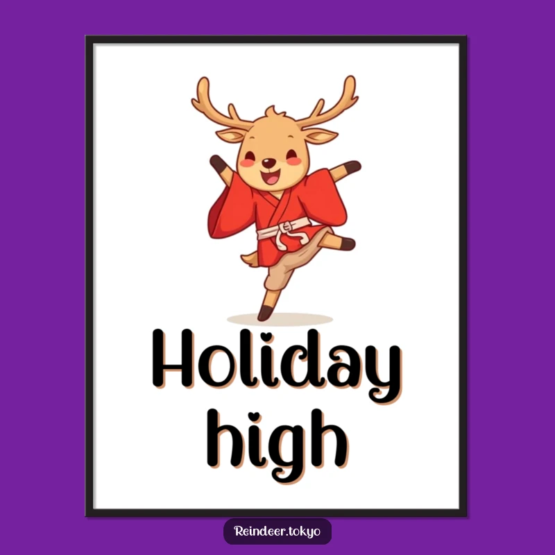 Funny Reindeer Kimono Digital Art Print: Instant Cartoon Kick of Joy