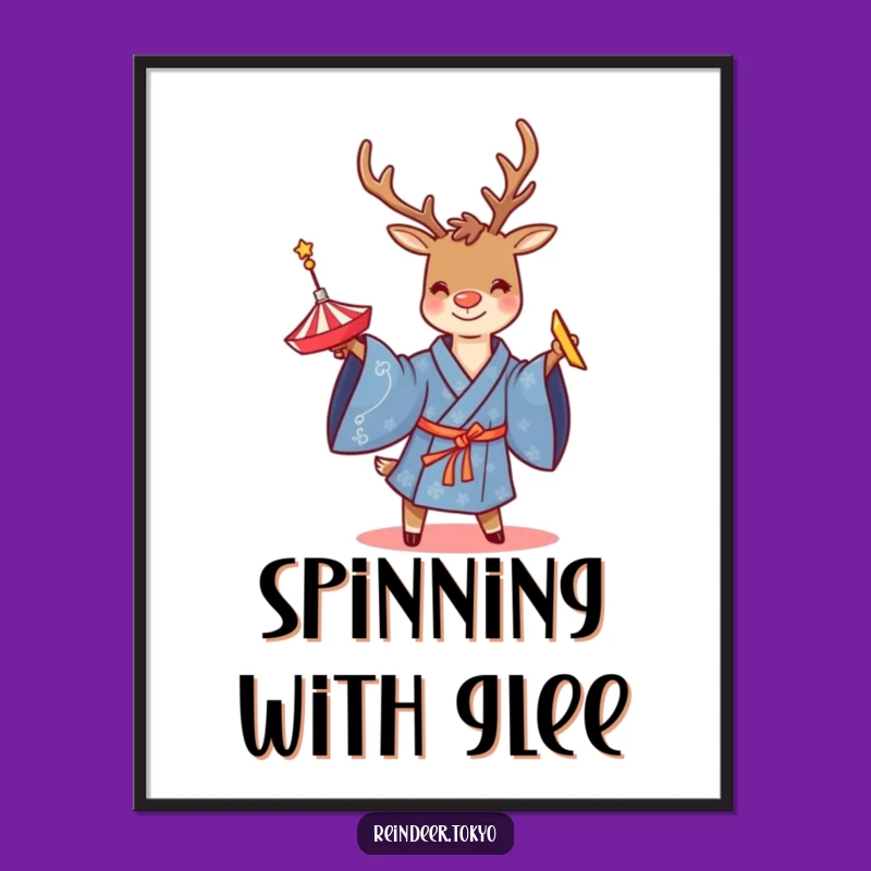 Funny Reindeer Spinning Top Digital Art: Instant Playful Decor!