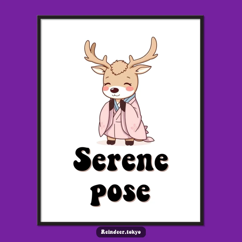 Funny Serene Reindeer Kimono Digital Print: Elegant Wall Art with Polite Humor