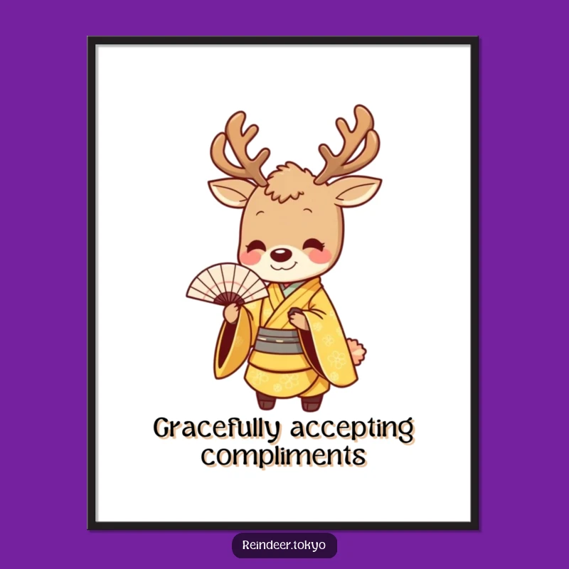 Funny Golden Reindeer Kimono Digital Art: Instant Elegant Decor!