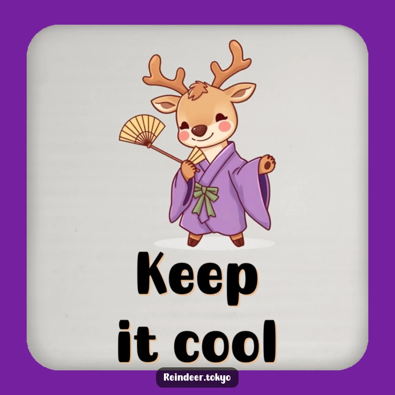 Funny Purple Kimono Reindeer Coaster: Playful Pose for Table Protection