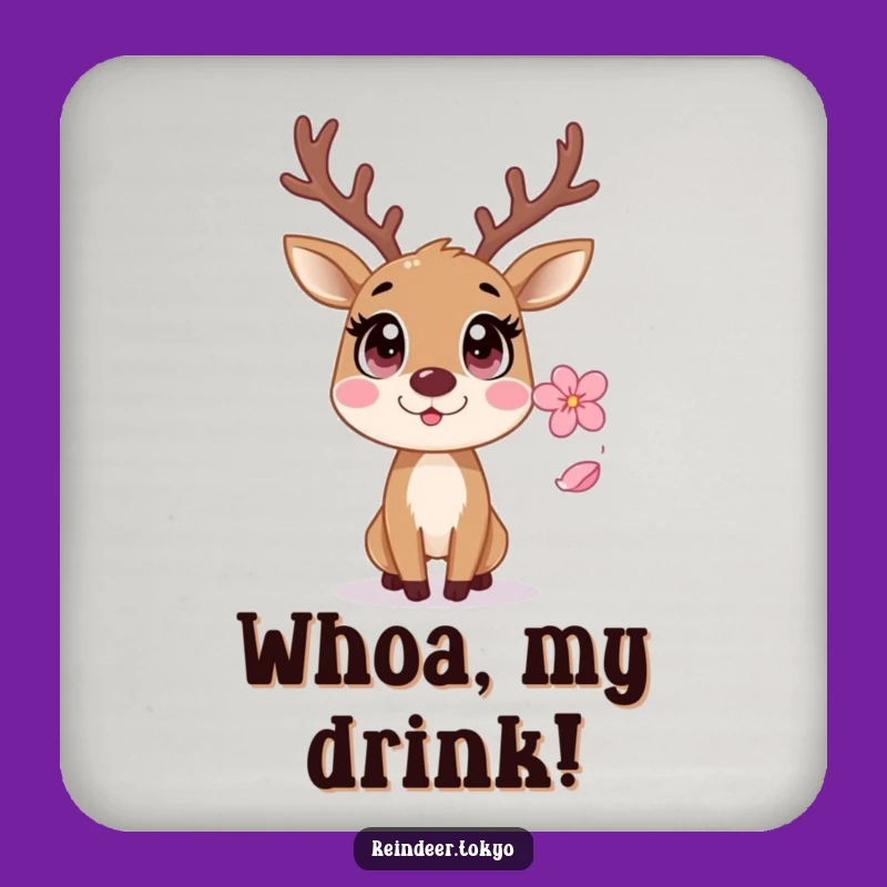 Funny Startled Reindeer Sakura Coasters: Surprise Protection with Humor