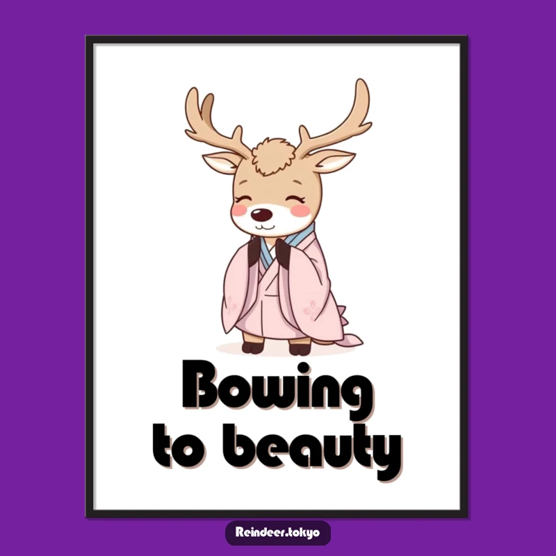 Funny Serene Reindeer Kimono Poster: Elegant Art for a Peaceful Home