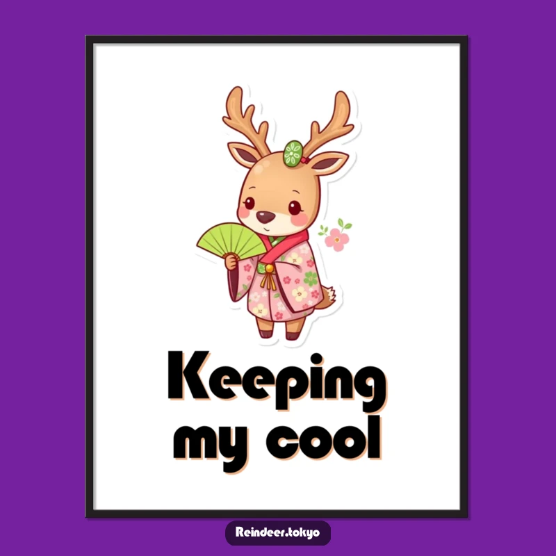 Funny Floral Reindeer Kimono Poster: Elegant Art for a Humorous Home!