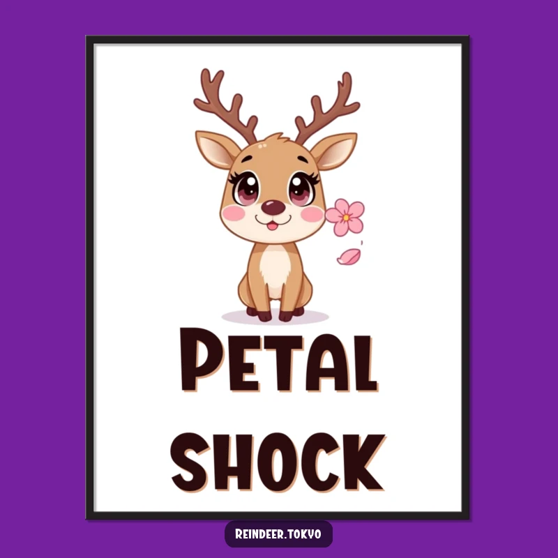 Funny Startled Reindeer Sakura Poster: Comical Art for Surprising Walls