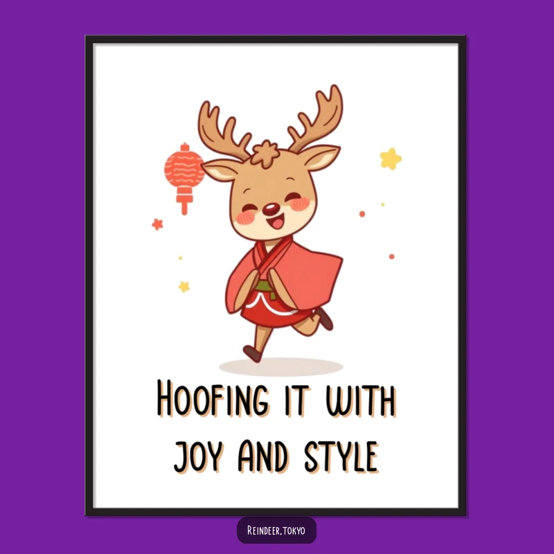 Free Printable Reindeer Kimono Wall Art - Joyful Dancing Downloadable Decor