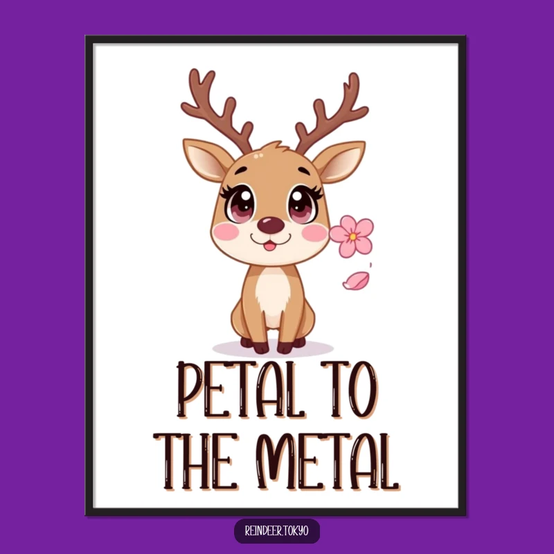 Free Printable Wall Art: Startled Reindeer Sakura Moment, Whimsical Downloadable Decor