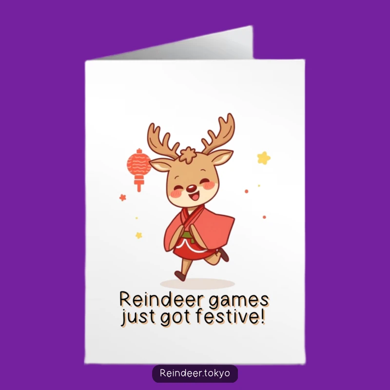 Free Printable Birthday Reindeer Kimono Card - Funny Joyful Downloadable Gift