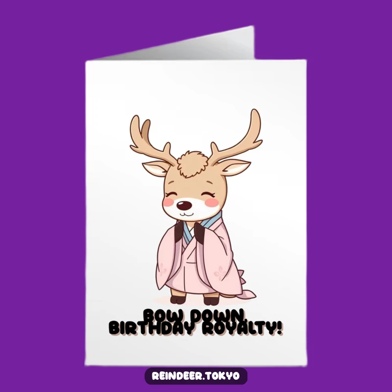 Free Printable Reindeer Birthday Card: Serene Kimono Reindeer, Elegant & Funny Downloadable Gift