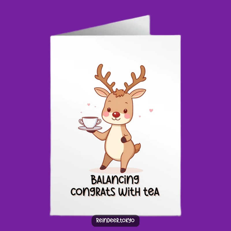 Free Printable Congrats Card: Charming Reindeer Teacups, Perfect Downloadable Gift!