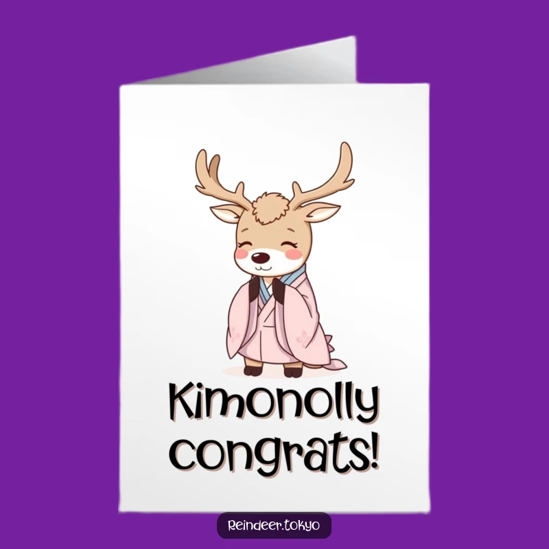 Free Printable Congrats Card: Elegant Kimono Reindeer, Perfect Funny Downloadable Gift!
