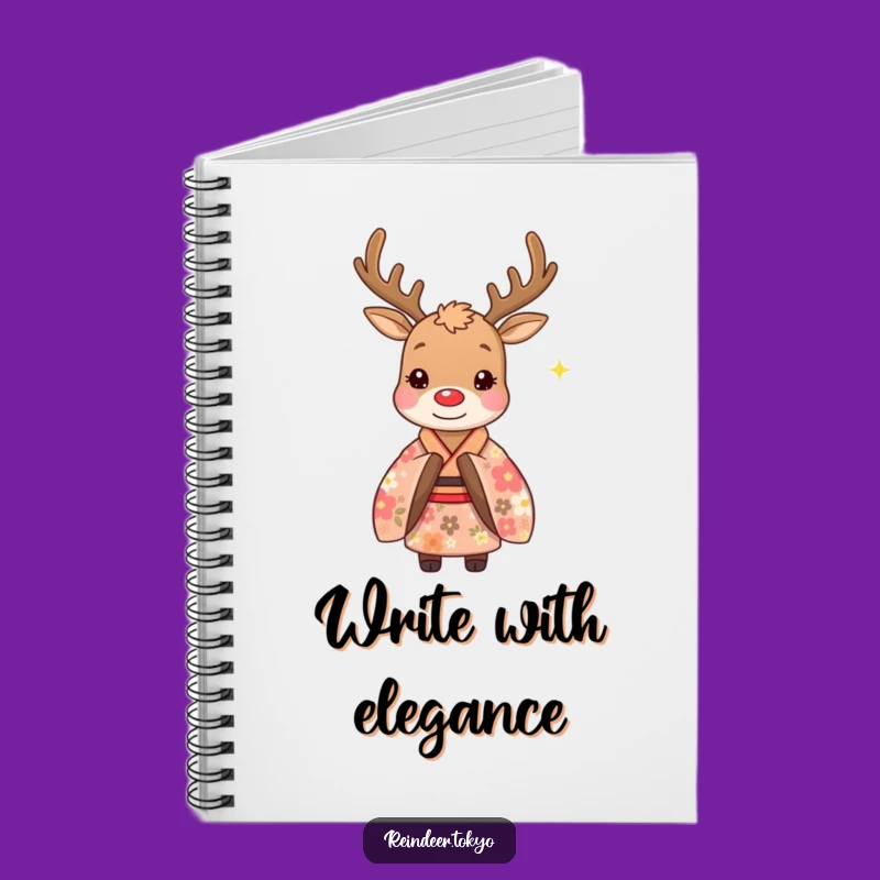 Funny Floral Kimono Reindeer Notebook: Jot Down Ideas with Whimsical Elegance