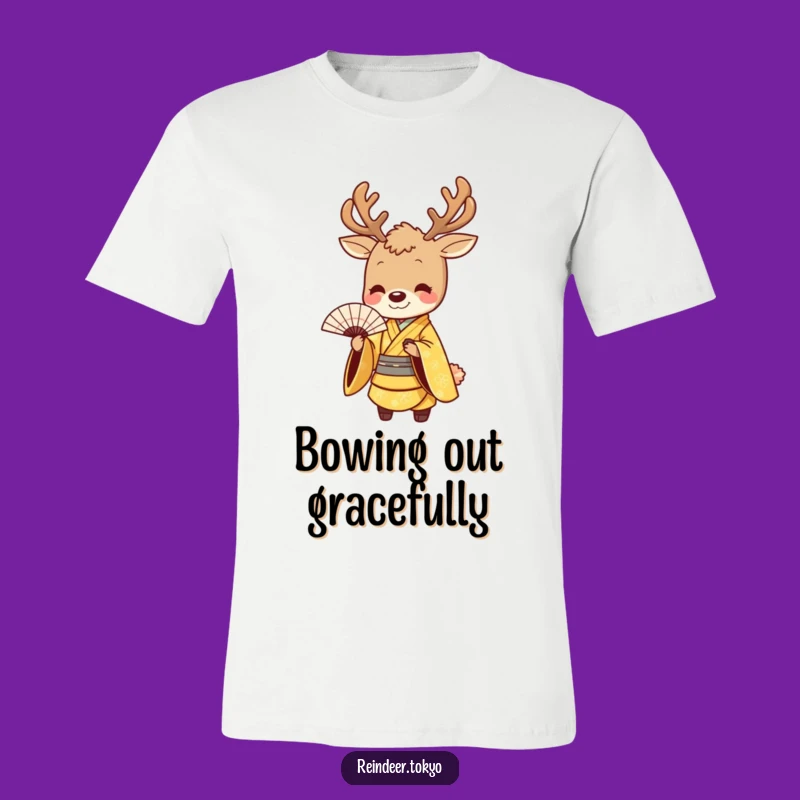 Funny Golden Reindeer Kimono T-Shirt: Bow Gracefully with Hilarious Style!