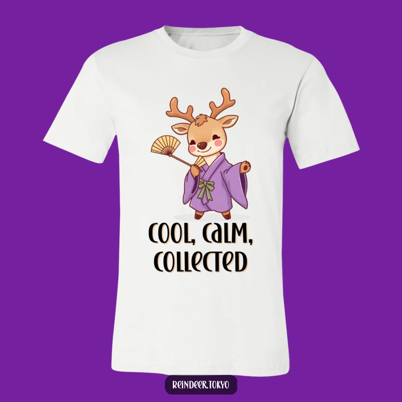 Funny Purple Kimono Reindeer T-Shirt: Playful Pose for a Humorous Look