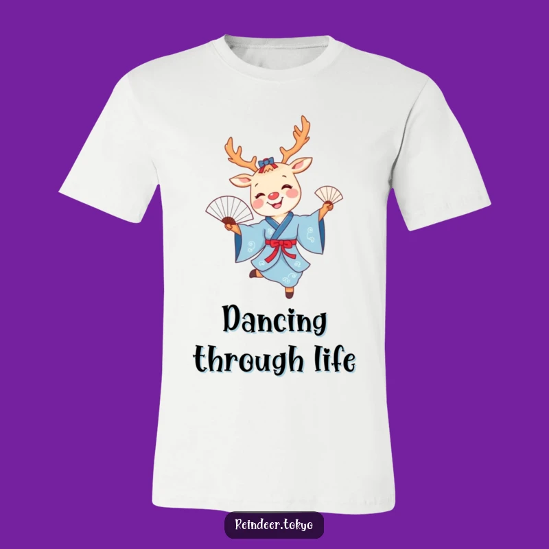 Funny Reindeer Fan Dance T-Shirt: Elegant Cartoon Gift for Dancers