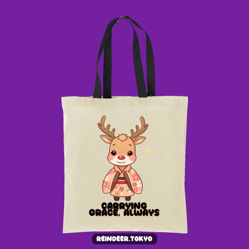 Funny Floral Kimono Reindeer Tote Bag: Carry Your Essentials with Whimsical Grace