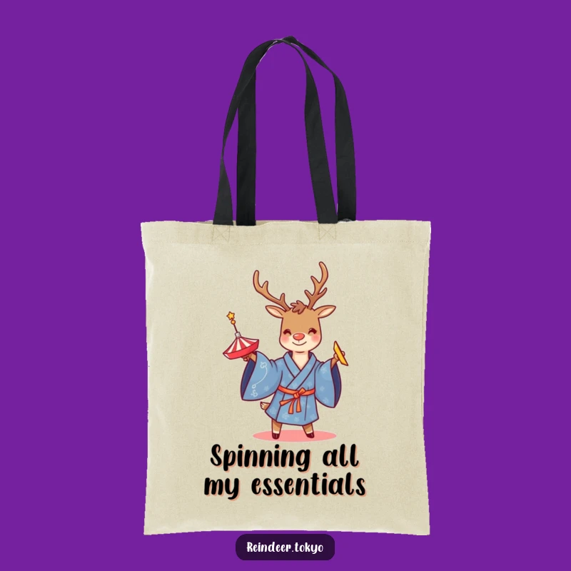 Funny Reindeer Spinning Top Tote Bag: Carry Your Playful Essentials!